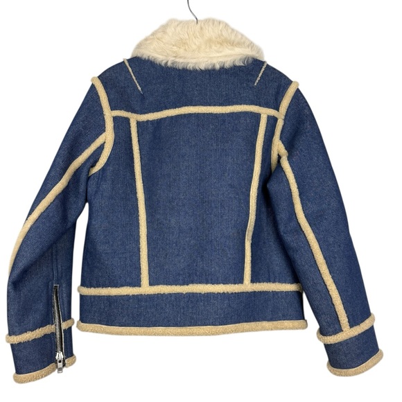 Rag & Bone Andrew Shearling Denim Zip Y2K Jacket - Picture 4 of 8